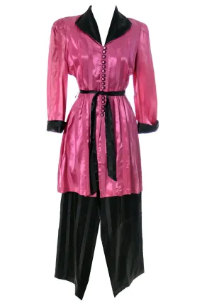 1940s Vintage Rayon Satin Wide Leg 2 Pc Hostess Pajamas