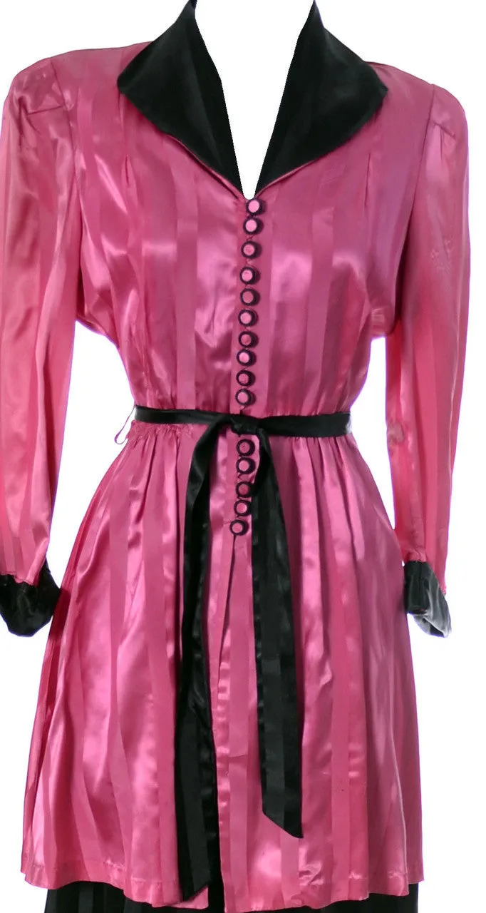 1940s Vintage Rayon Satin Wide Leg 2 Pc Hostess Pajamas