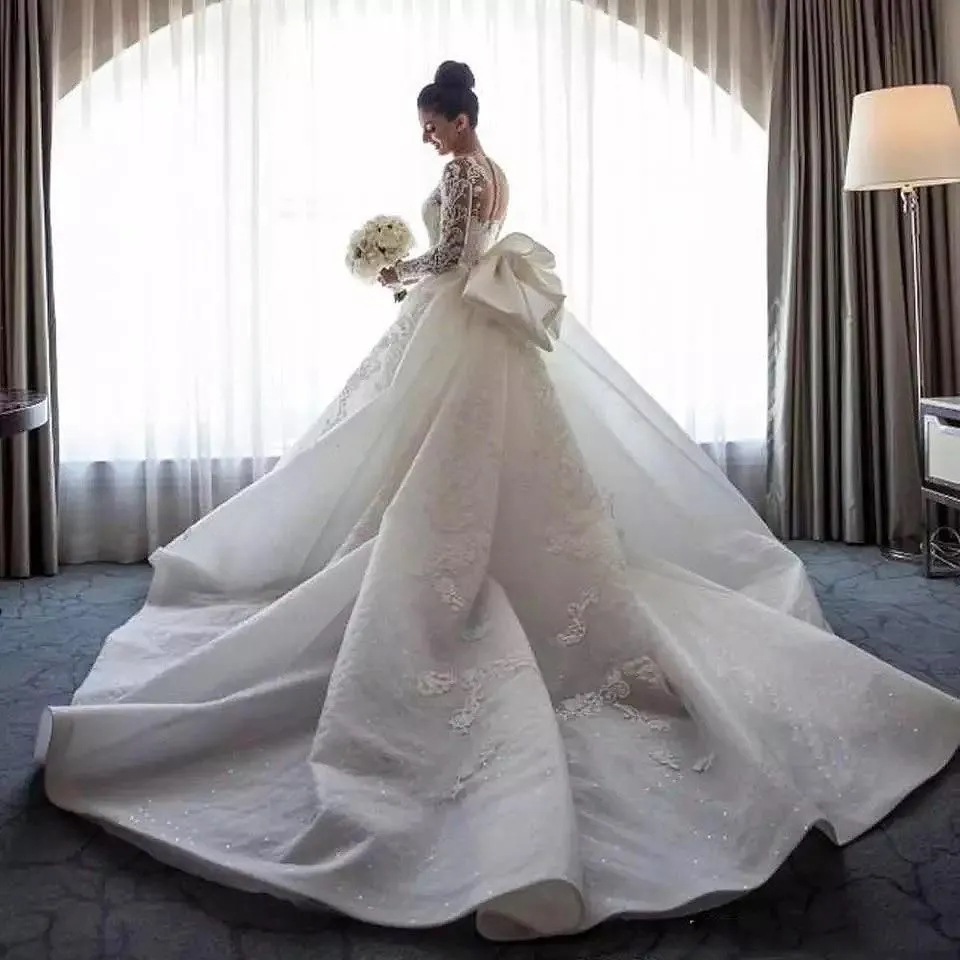 2 Pieces Luxury Wedding Dresses Detachable Train