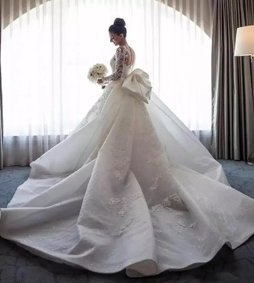 2 Pieces Luxury Wedding Dresses Detachable Train