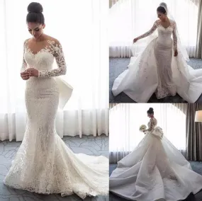 2 Pieces Luxury Wedding Dresses Detachable Train