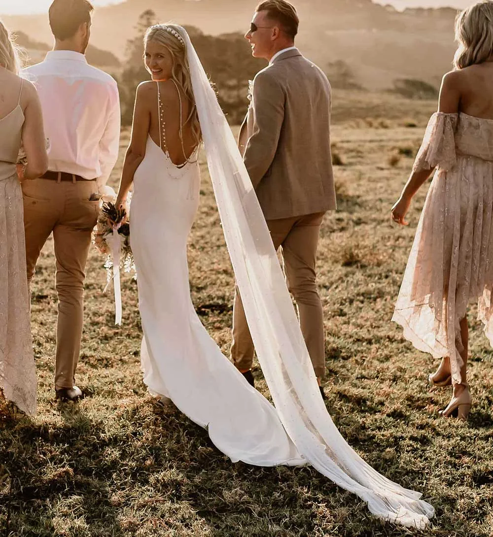 3 Meters Long Pearls Bridal Veil /One Layer Cathedral 3M Wedding Veil
