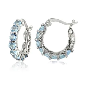 4.00 CT Tanzantine Gemstone 1" French Lock Hoop Earrings