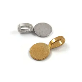 5 hypoallergenic glue on bails, Round flat pad, Gold, Silver