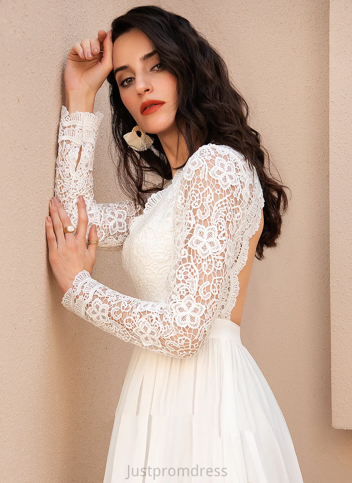 A-Line Carmen Dress Wedding Dresses Floor-Length Wedding V-neck Chiffon