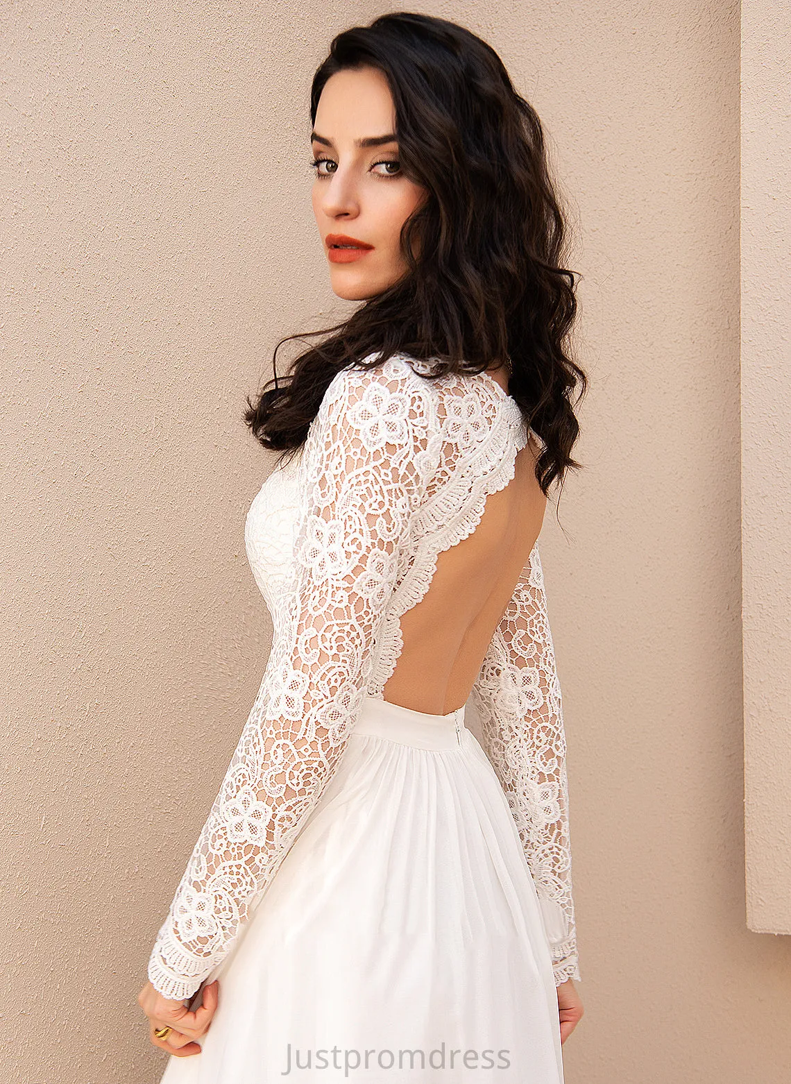 A-Line Carmen Dress Wedding Dresses Floor-Length Wedding V-neck Chiffon
