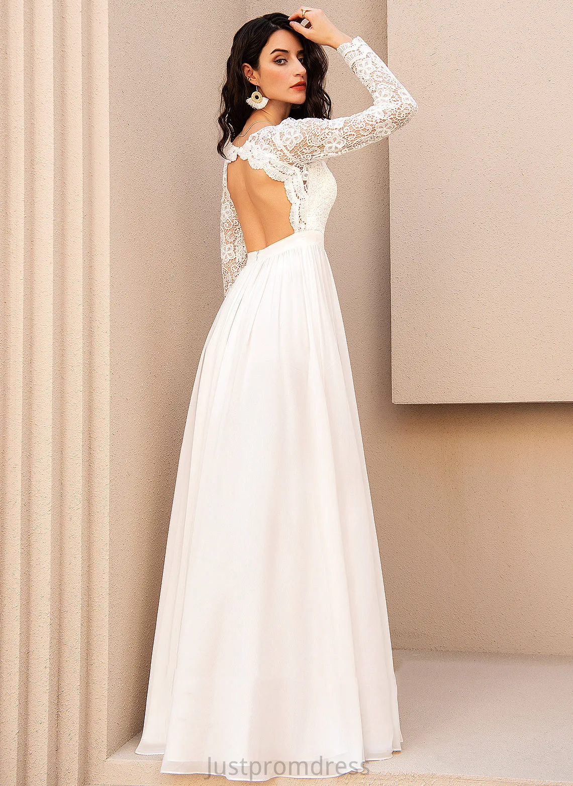 A-Line Carmen Dress Wedding Dresses Floor-Length Wedding V-neck Chiffon
