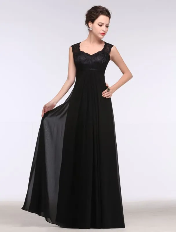 A Line Sleeveless V-Neck Chiffon Floor Length Mother'S Dress