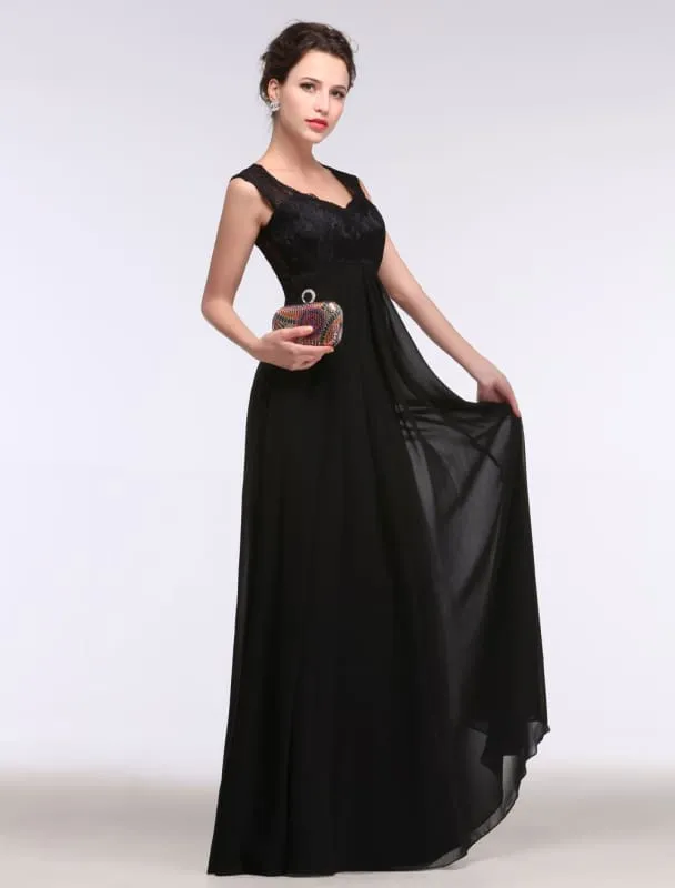 A Line Sleeveless V-Neck Chiffon Floor Length Mother'S Dress
