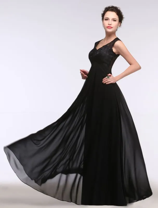 A Line Sleeveless V-Neck Chiffon Floor Length Mother'S Dress