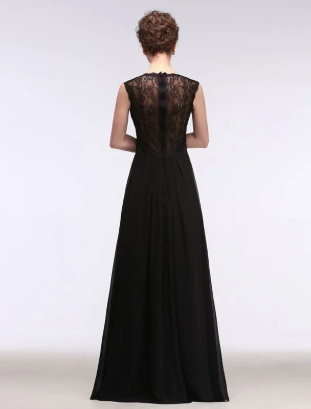 A Line Sleeveless V-Neck Chiffon Floor Length Mother'S Dress