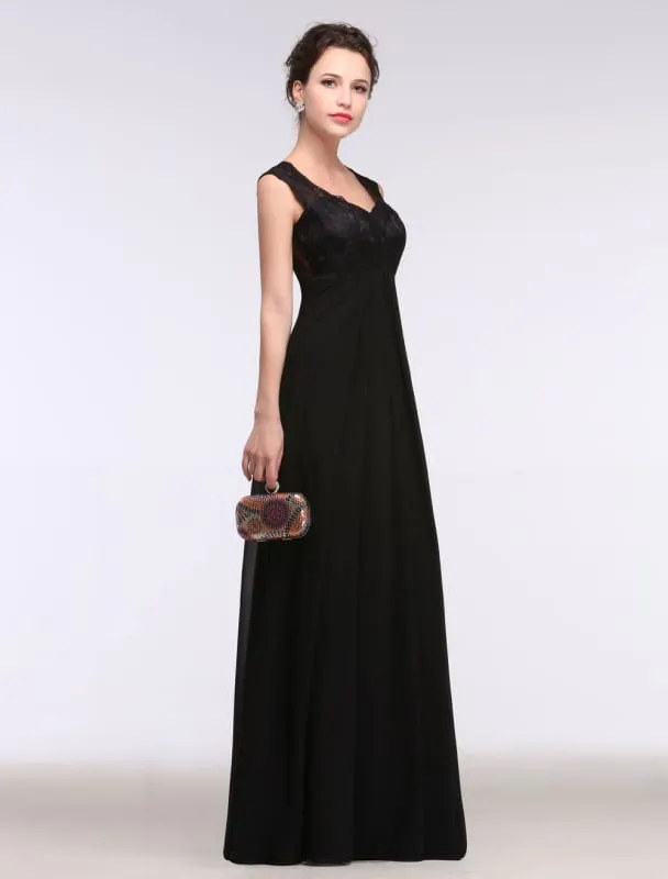 A Line Sleeveless V-Neck Chiffon Floor Length Mother'S Dress