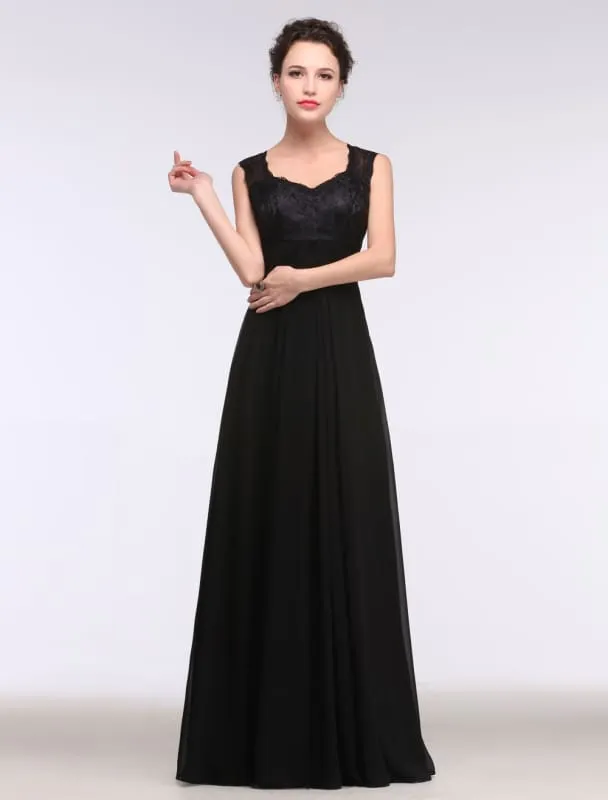A Line Sleeveless V-Neck Chiffon Floor Length Mother'S Dress