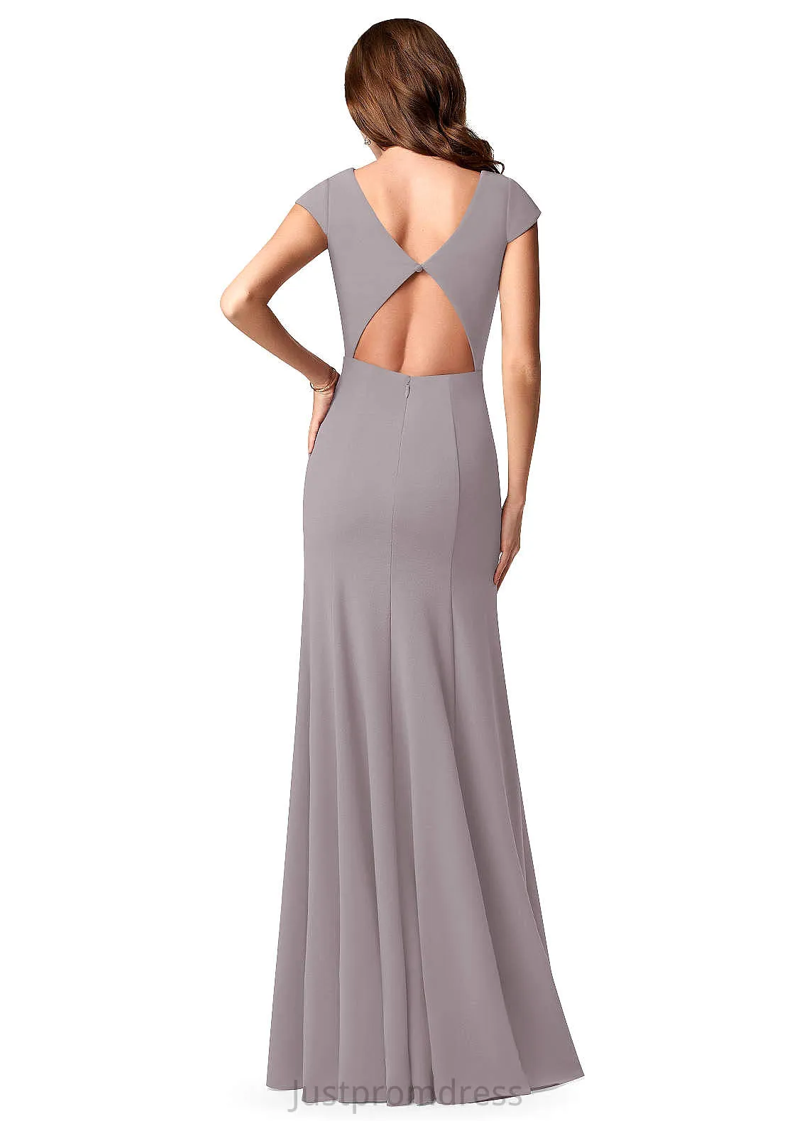 Ali V-Neck A-Line/Princess Short Sleeves Natural Waist Floor Length Bridesmaid Dresses