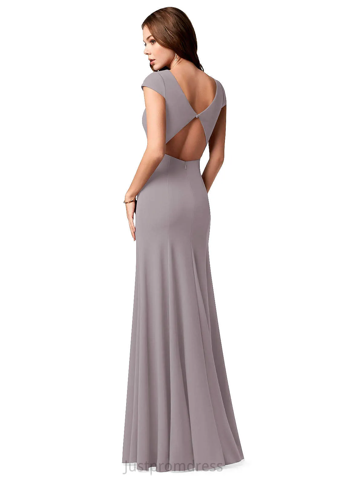 Ali V-Neck A-Line/Princess Short Sleeves Natural Waist Floor Length Bridesmaid Dresses