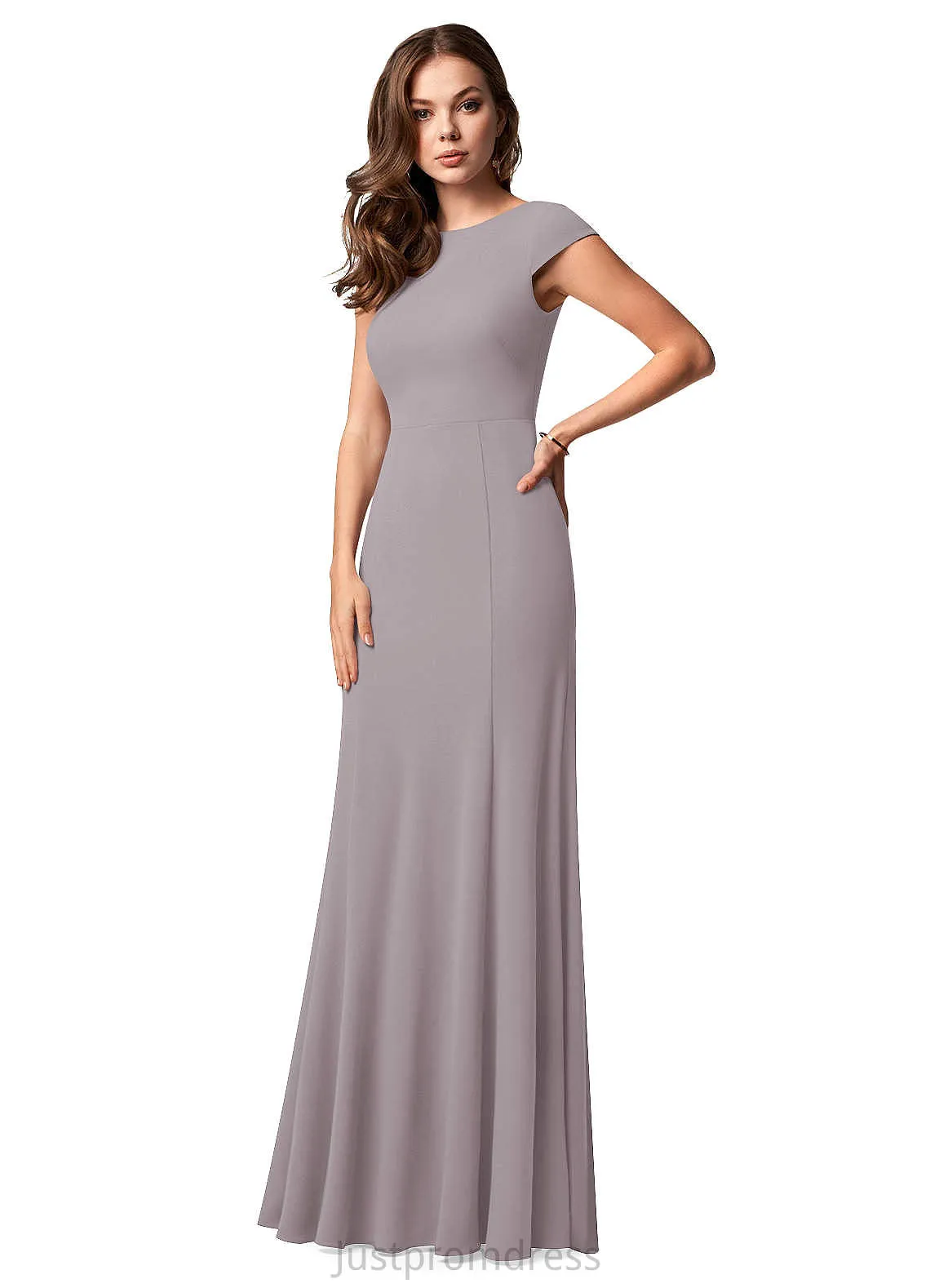 Ali V-Neck A-Line/Princess Short Sleeves Natural Waist Floor Length Bridesmaid Dresses