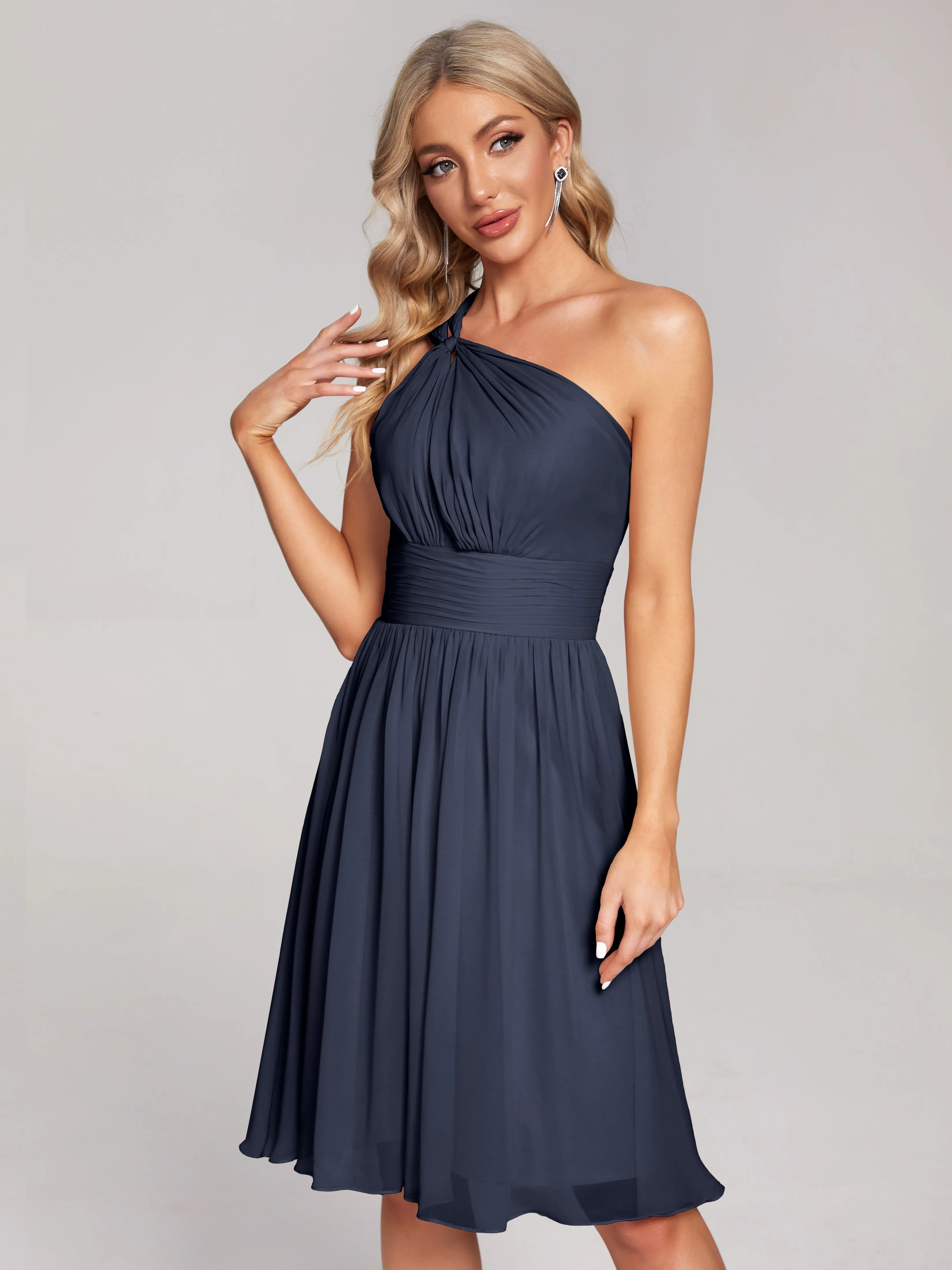 Arielle One-Shoulder Short Chiffon Bridesmaid Dresses