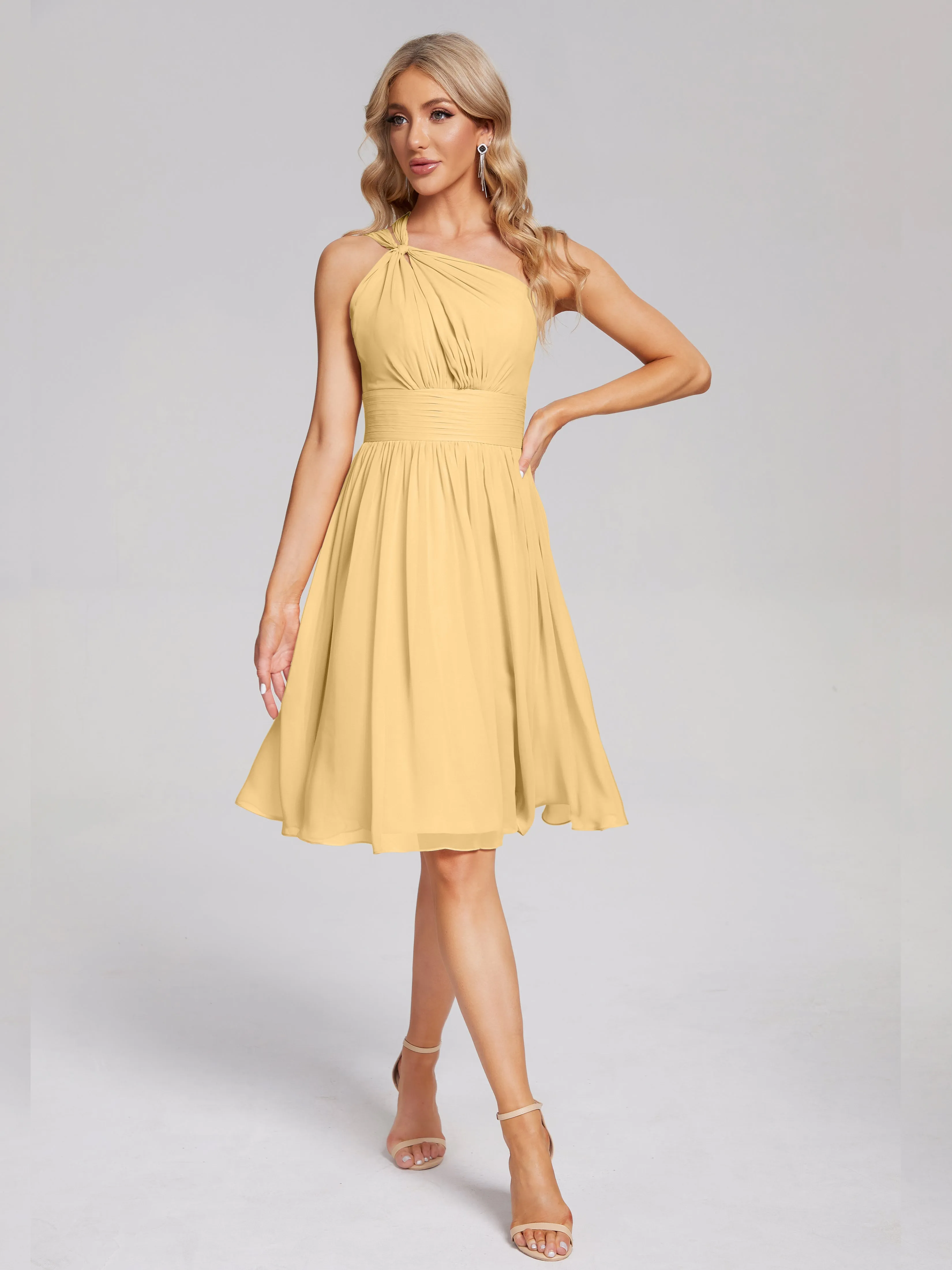 Arielle One-Shoulder Short Chiffon Bridesmaid Dresses