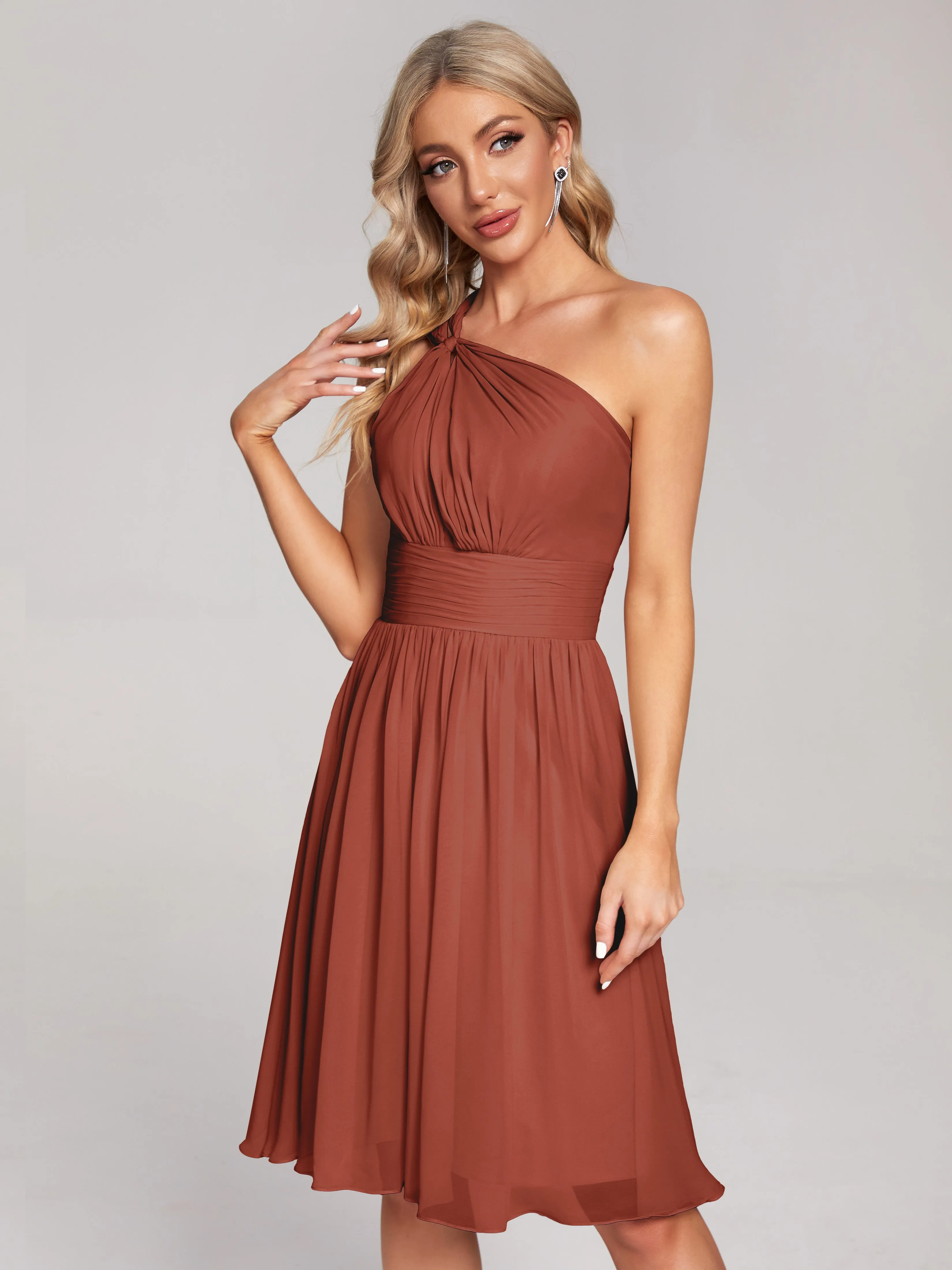 Arielle One-Shoulder Short Chiffon Bridesmaid Dresses