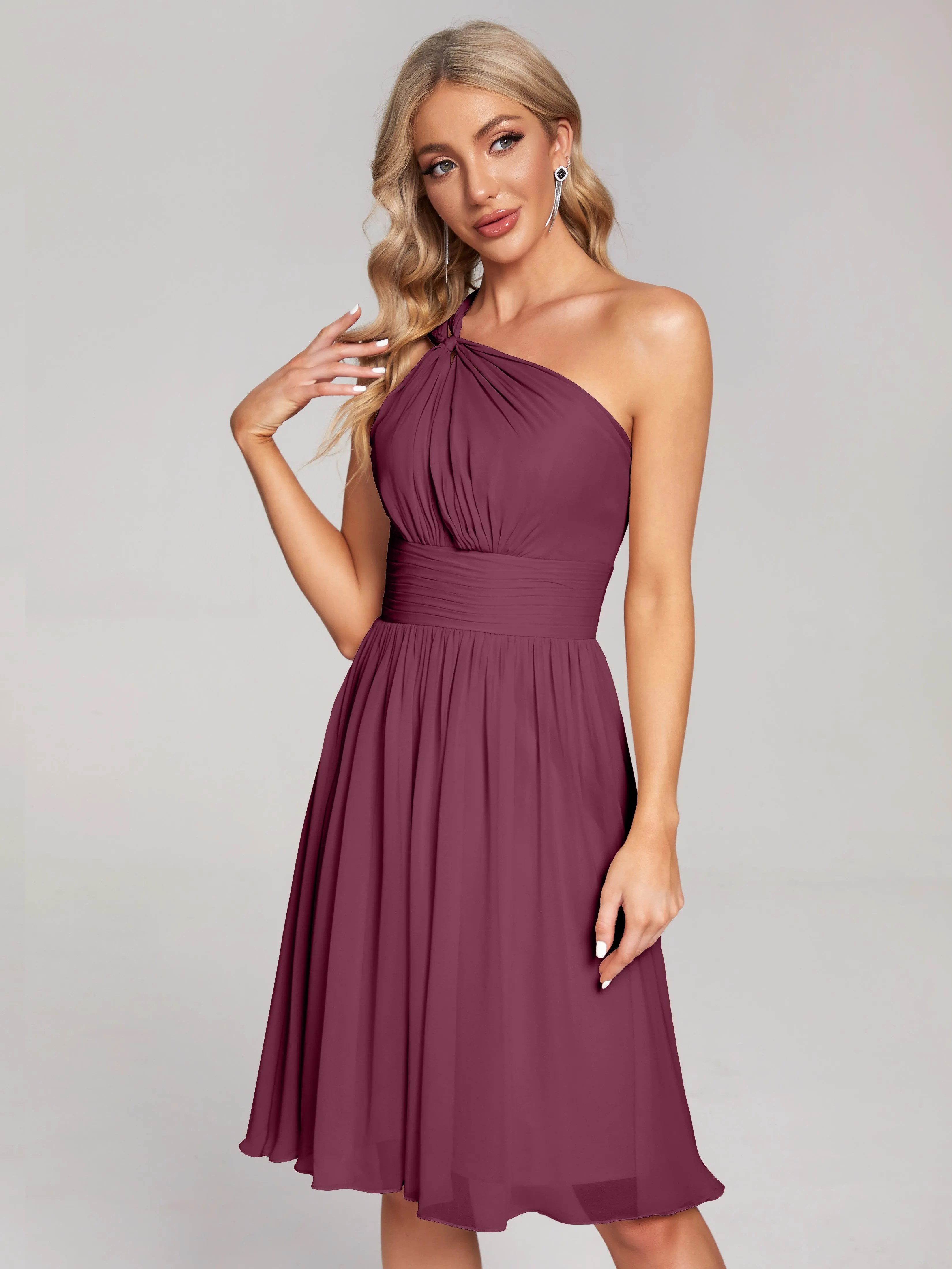 Arielle One-Shoulder Short Chiffon Bridesmaid Dresses