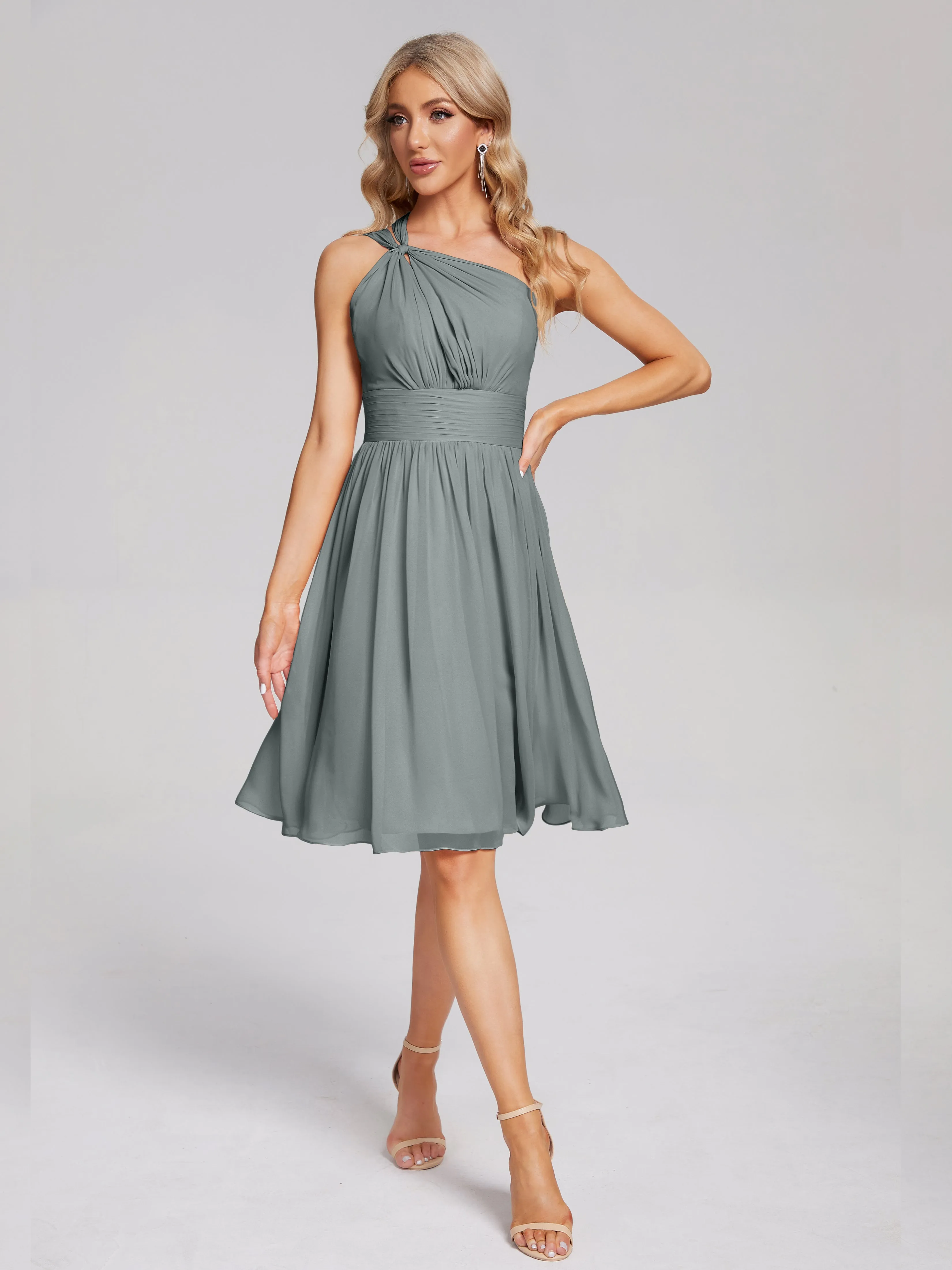Arielle One-Shoulder Short Chiffon Bridesmaid Dresses