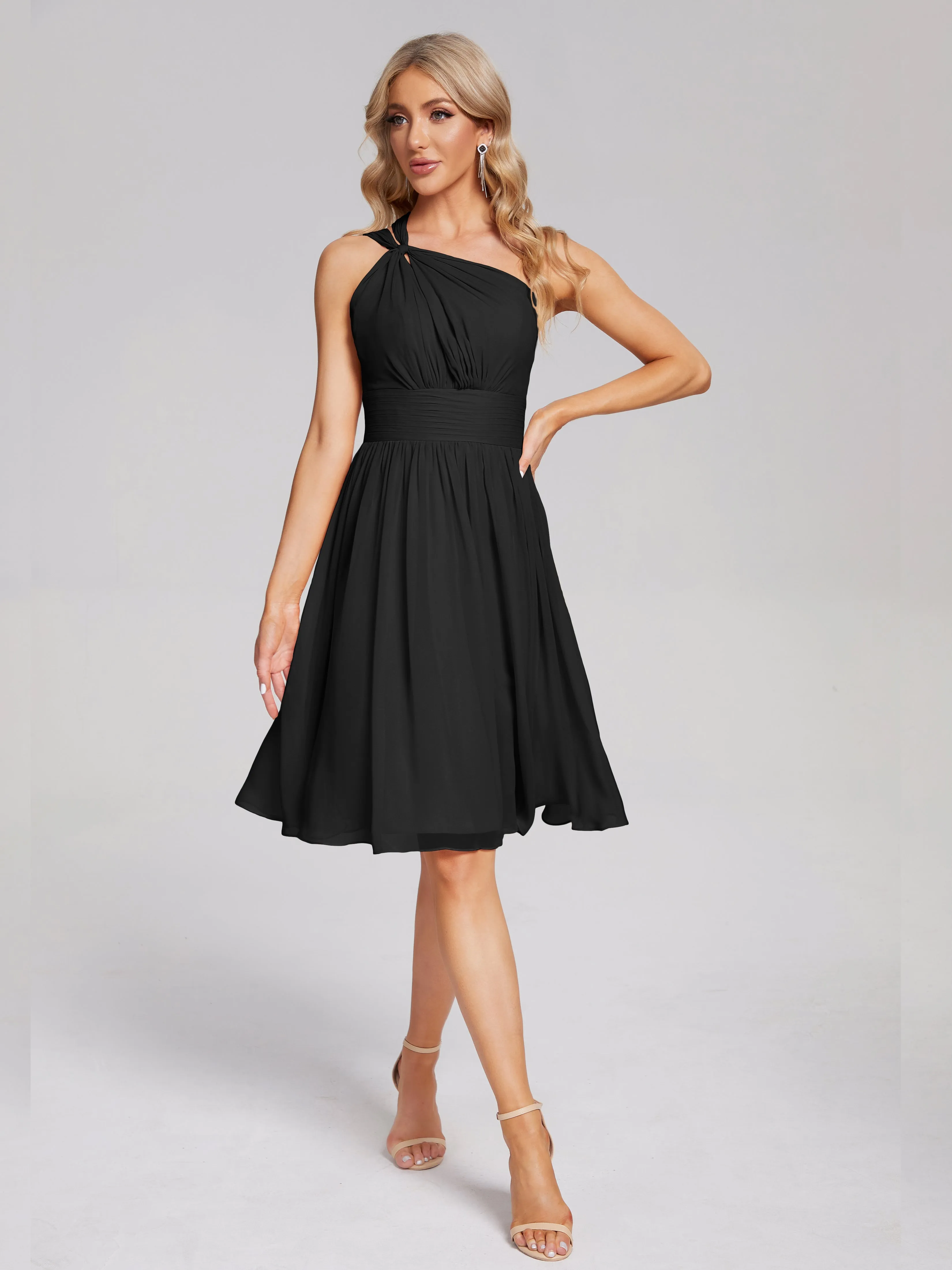 Arielle One-Shoulder Short Chiffon Bridesmaid Dresses