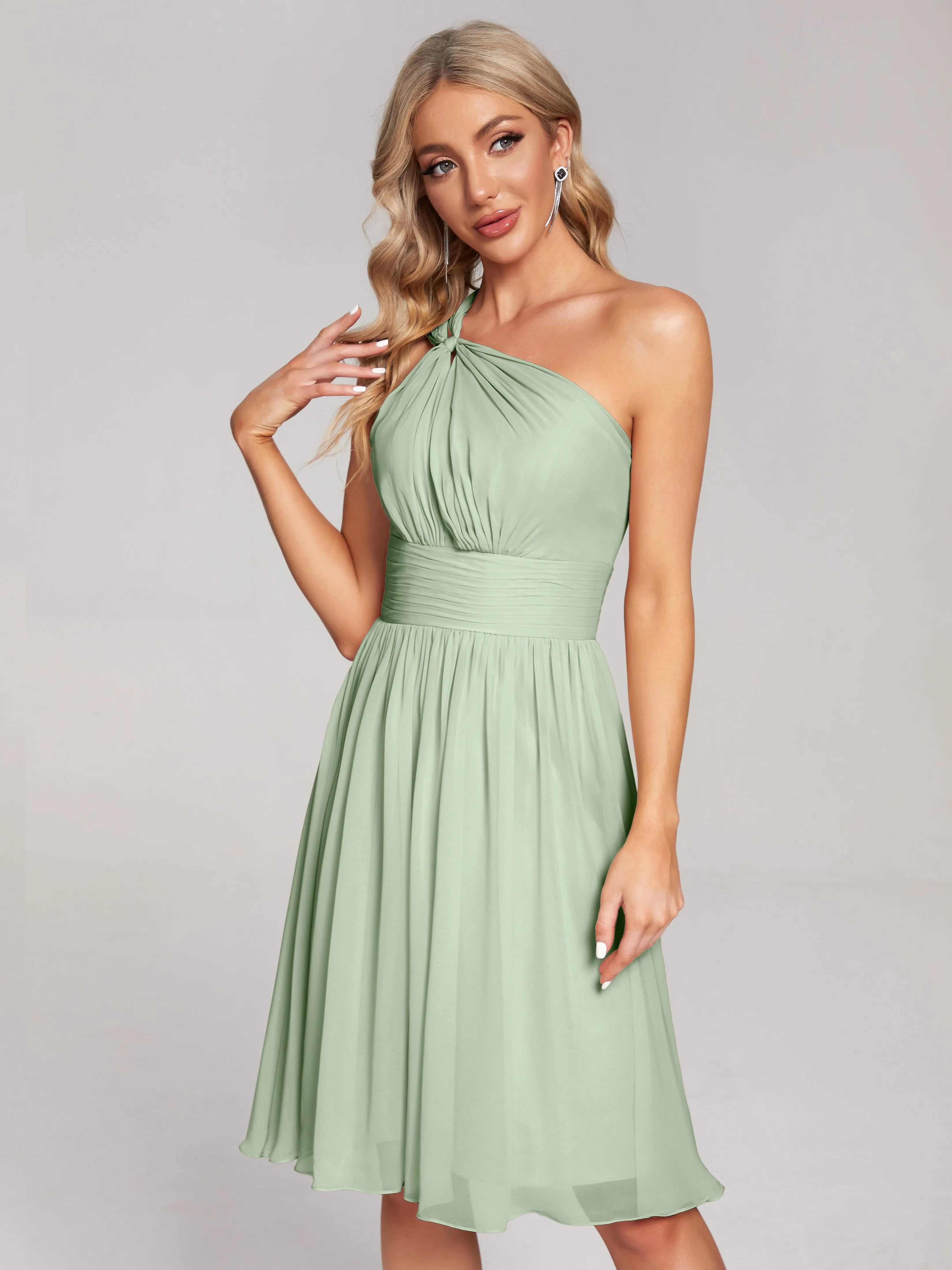 Arielle One-Shoulder Short Chiffon Bridesmaid Dresses