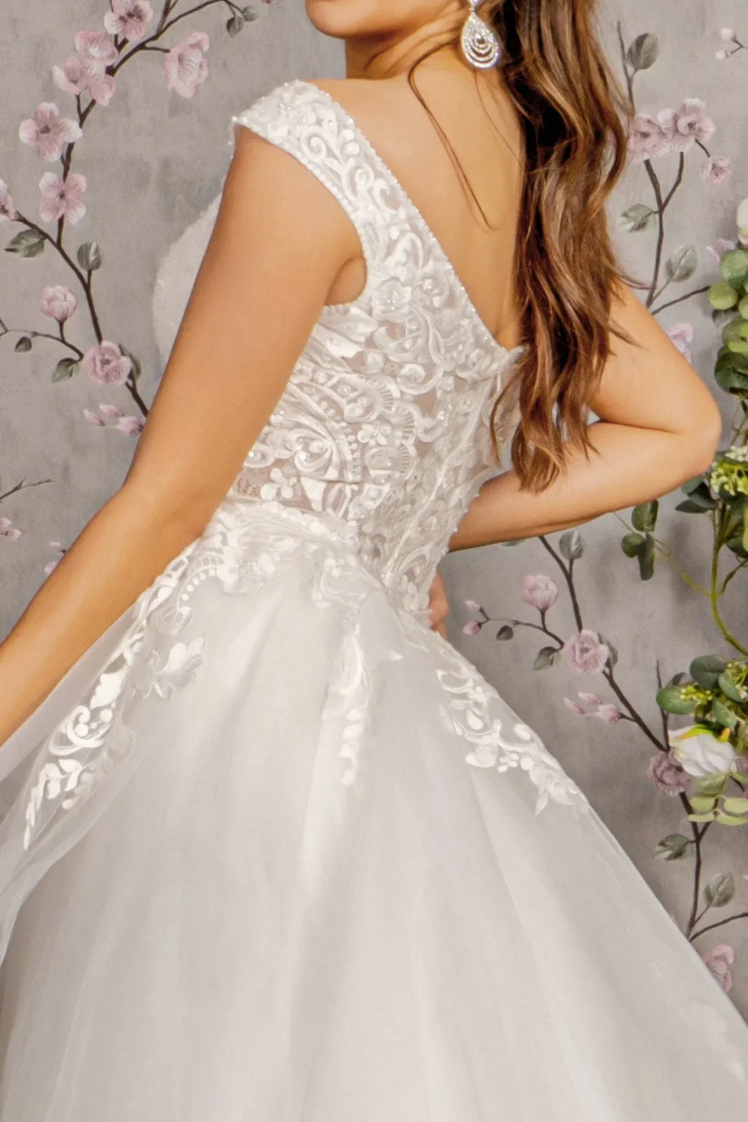 Bead Lace Mermaid w/ Detachable Waist Layered Drape Long Wedding Dress GLGL3341