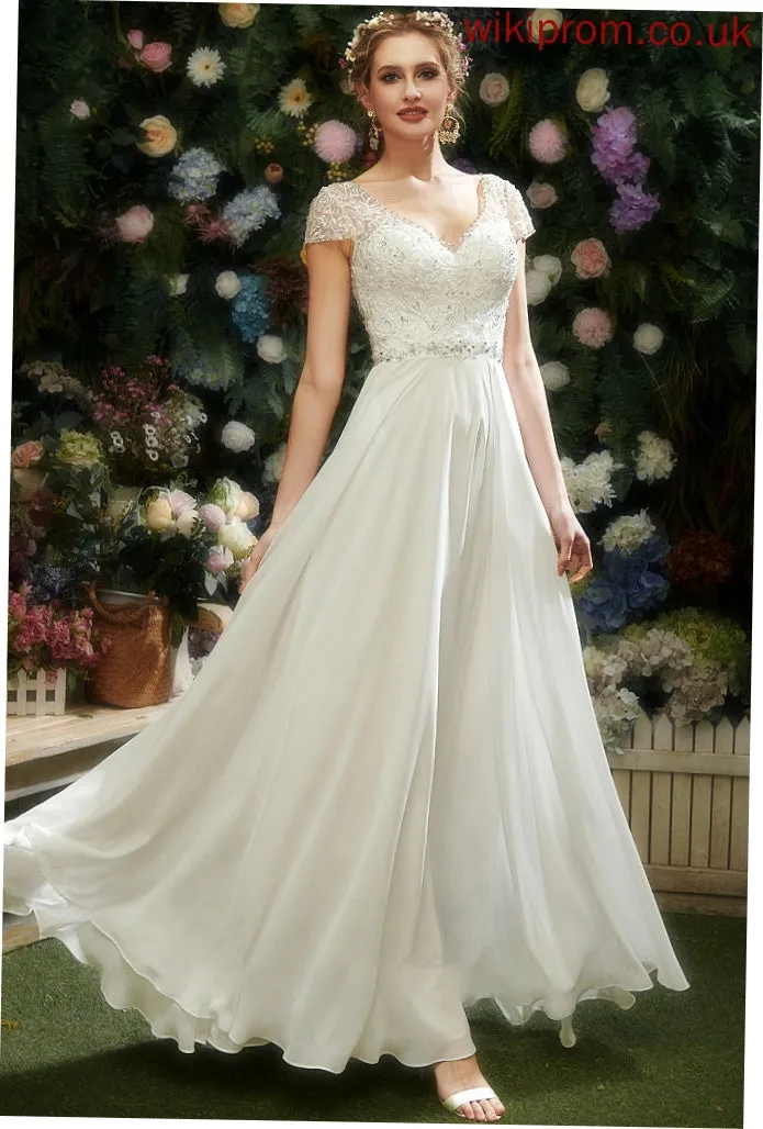 Beading Wedding With Shiloh Lace Wedding Dresses Floor-Length A-Line Sequins V-neck Dress