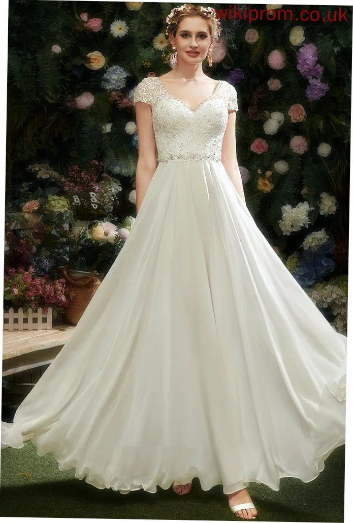 Beading Wedding With Shiloh Lace Wedding Dresses Floor-Length A-Line Sequins V-neck Dress
