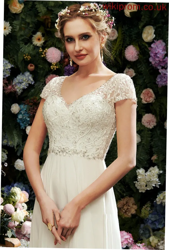 Beading Wedding With Shiloh Lace Wedding Dresses Floor-Length A-Line Sequins V-neck Dress