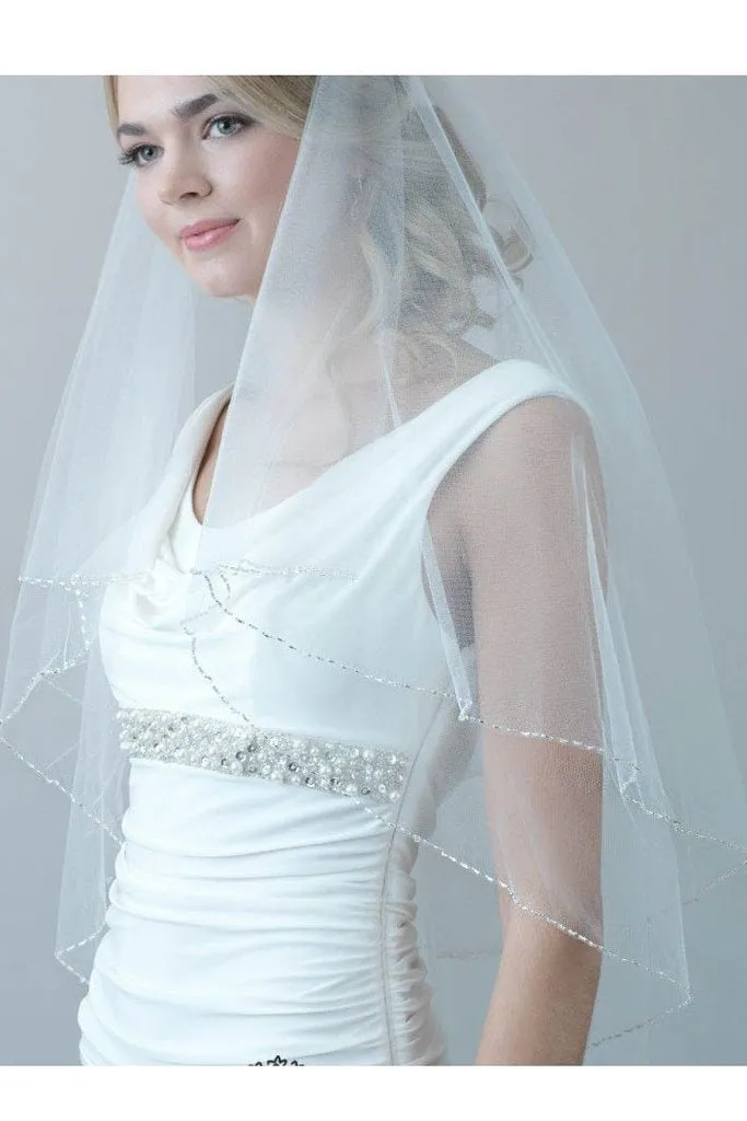 Beautiful 0.6M Short Beading Wedding Veil Bridal Veil For Wedding