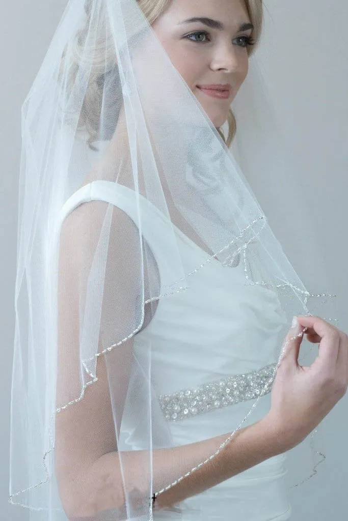 Beautiful 0.6M Short Beading Wedding Veil Bridal Veil For Wedding