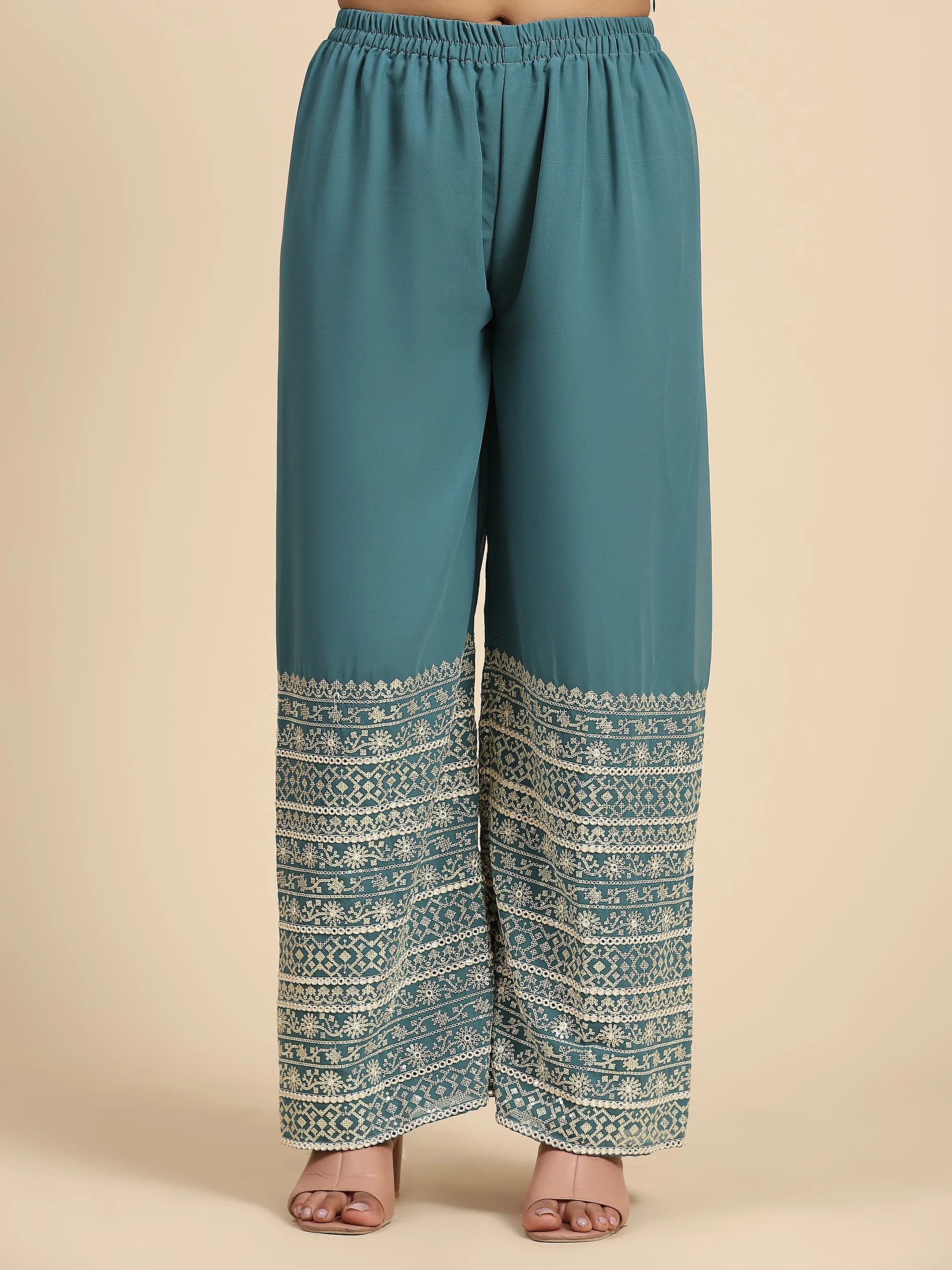 Beautiful Designer Occasion Wear Western Style Plazzo Suit