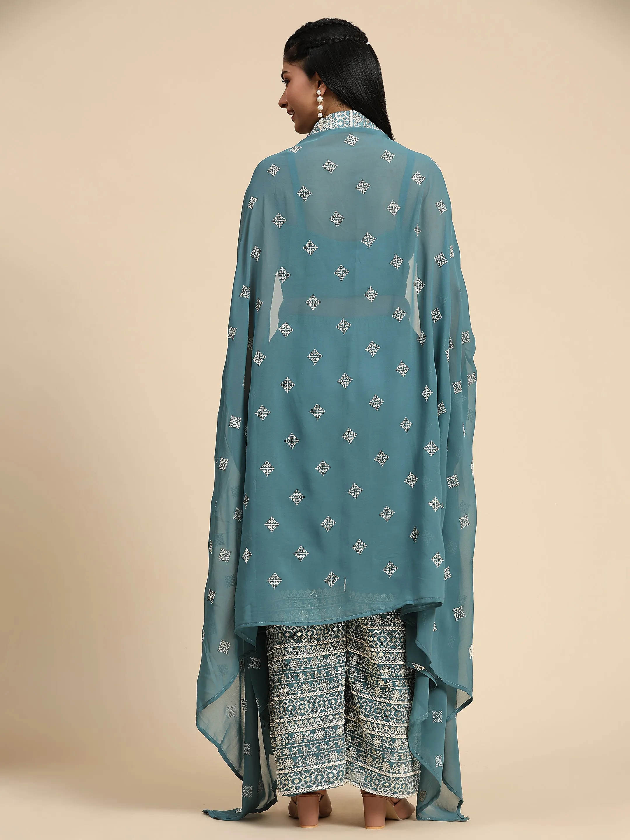 Beautiful Designer Occasion Wear Western Style Plazzo Suit