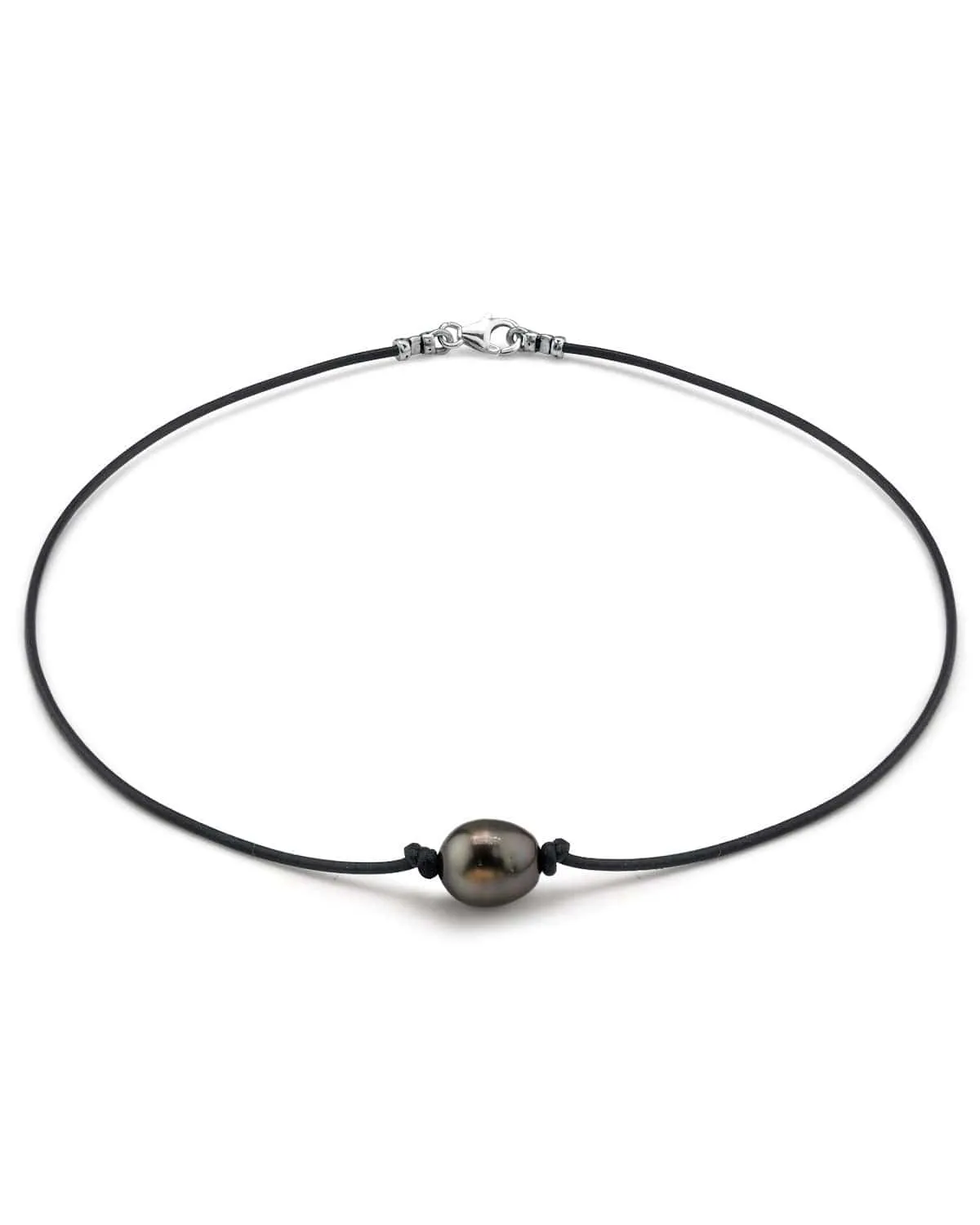 Black Tahitian Baroque Pearl on Leather Necklace