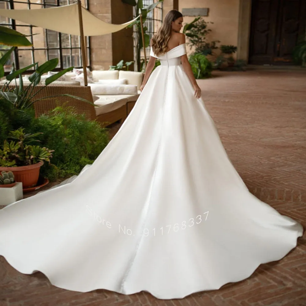 Bridal Off the Shoulder Ball Gown in Satin