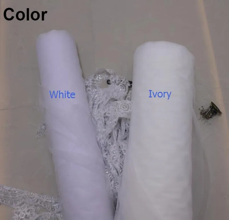 Bridal Wedding Pearl Veil with Lace Appliques Edge 2.5 Meters Long Bridal Veil with Comb