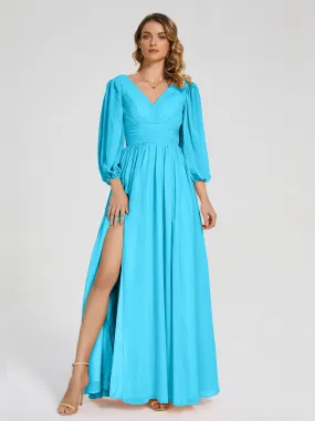 Bridesmaid Dresses Pool Journey Long Sleeves Split Chiffon Bridesmaid Dresses