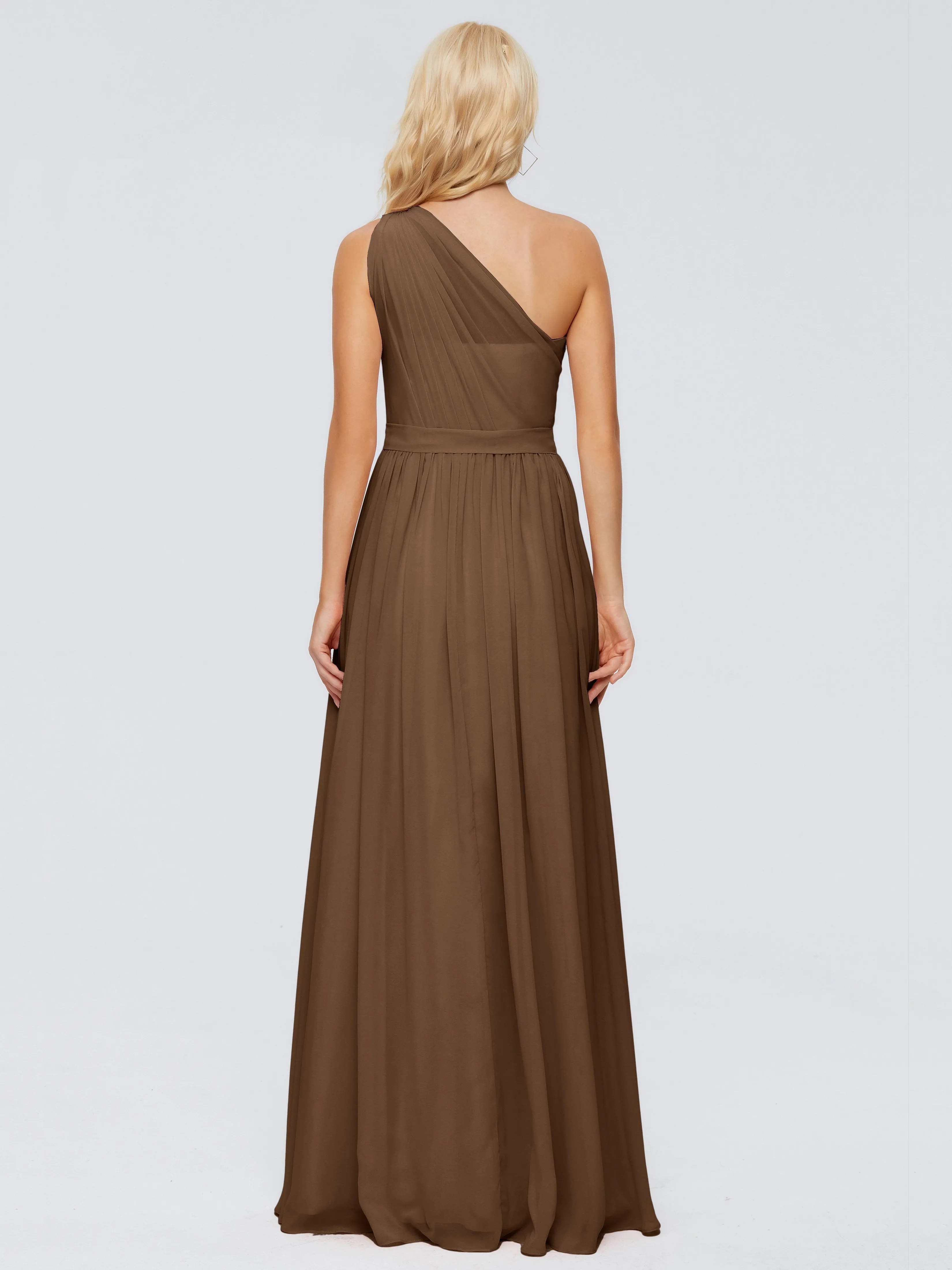 Brown Bridesmaid Dress Arabella One Shoulder Sash Bridesmaid Dresses