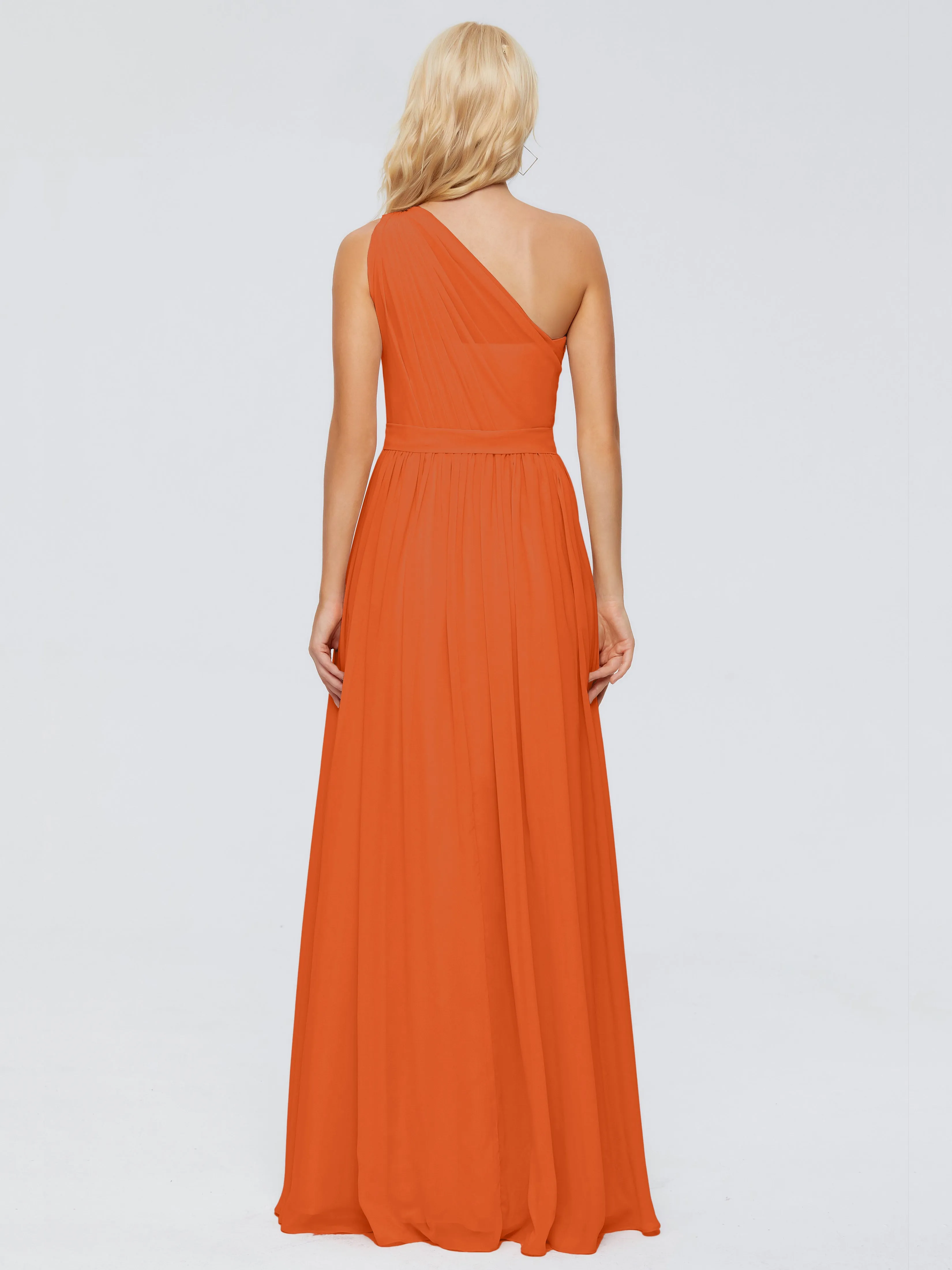 Burnt Orange Bridesmaid Dresses Arabella One Shoulder Sash Bridesmaid Dresses