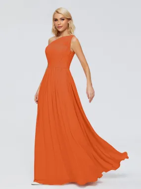 Burnt Orange Bridesmaid Dresses Arabella One Shoulder Sash Bridesmaid Dresses