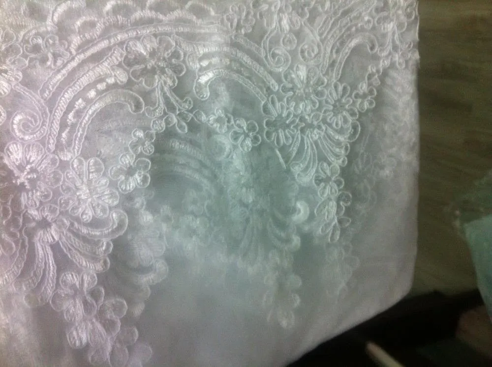 Cathedral Length Wedding veils with Lace edge color White/ Ivory