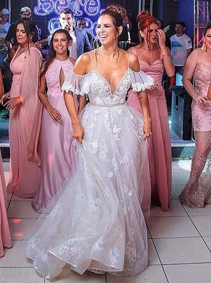Cheap A-Line Sweetheart Floor Length Floral Satin Long Wedding Dress PFW0013