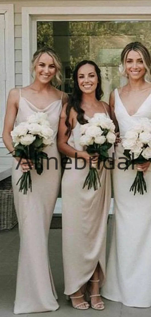 Cheap Spaghetti Straps Mismatched Formal Long Bridesmaid Dresses AB4216
