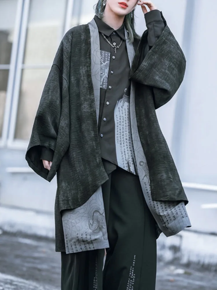 Chinese Style Appliqué Embroidery Asymmetrical Black Shirt