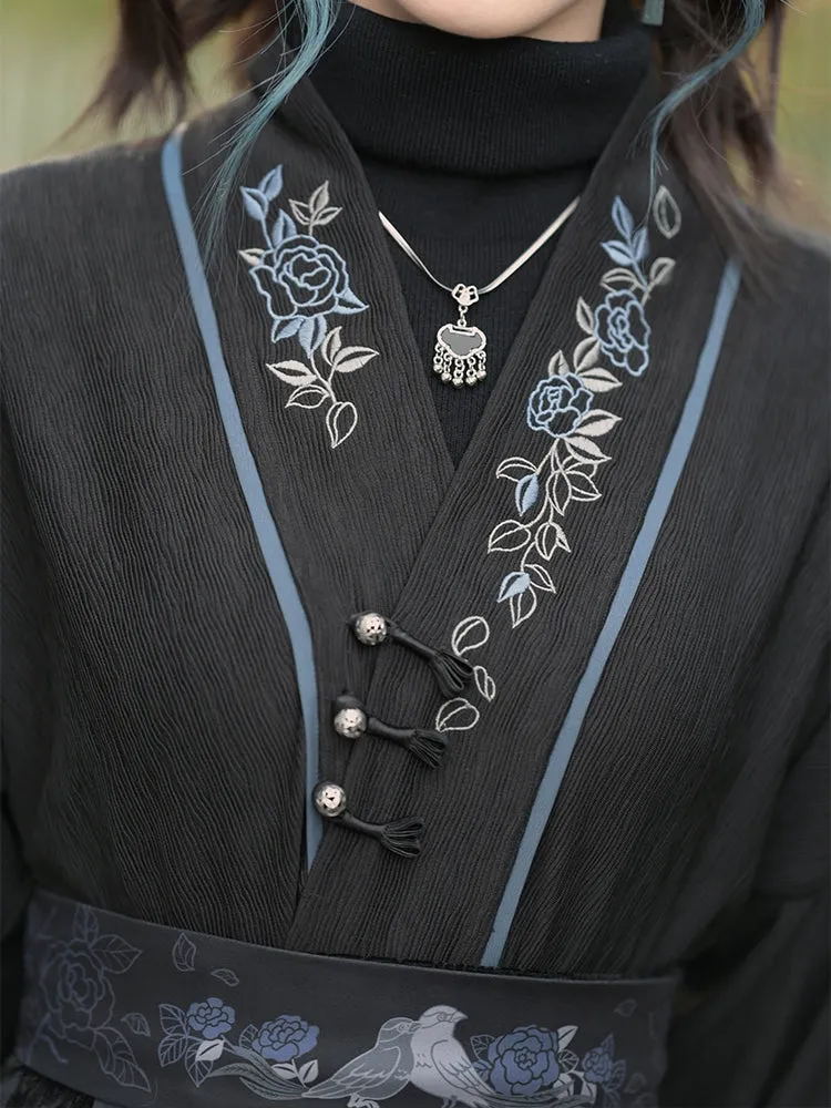 Chinese Style Embroidered Batwing Sleeve Shirt