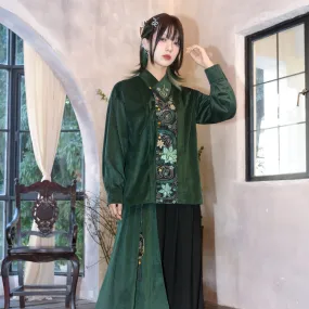 Chinese-style Embroidered Green Top
