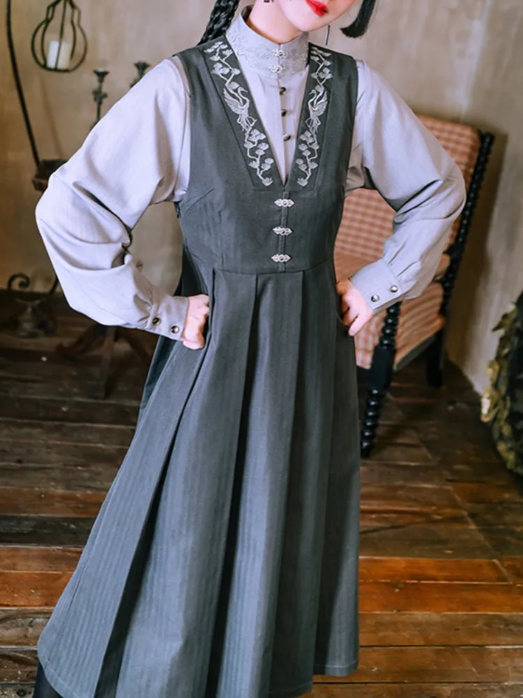 Chinese Style Embroidered Stand-Collar Shirt