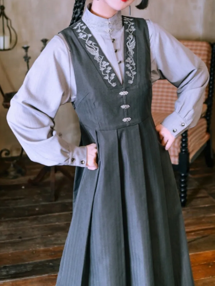 Chinese Style Embroidered Stand-Collar Shirt